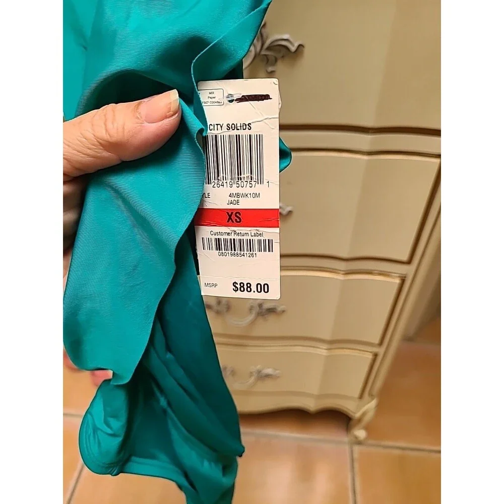 Bar III Draped Monokini One-piece Swimsuit Green Jade XS NWT